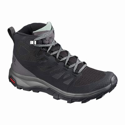 Dámské Vysoké Trekové Boty Salomon OUTLINE MID GORE-TEX Černé/Zelene Výprodej SA36790-937